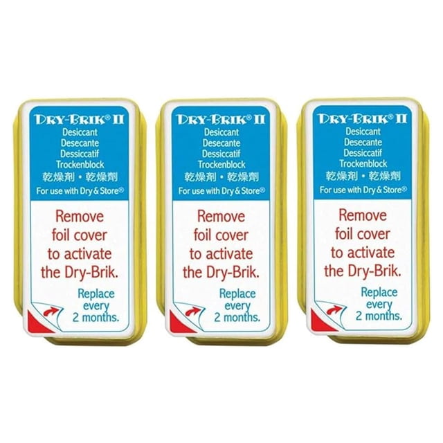 Bloques Desecantes Dry-Brik Ii - 3 Bloques (1 Paquete De 3 Bloques)| Bloque Absorbente De Humedad De Repuesto Para Global Ii Y Zephyr De Dry & Store | Deshumidificadores Para Dispositivos Auditivos