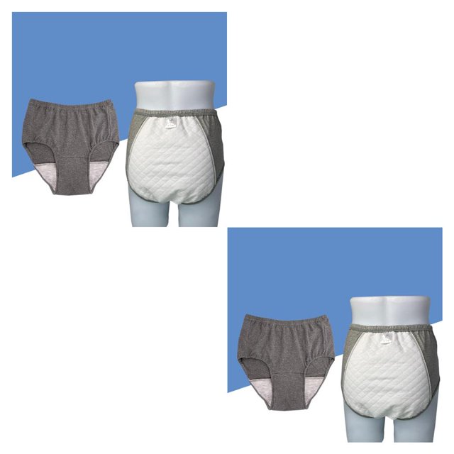 Youkk Reusable Washable Mens Underwear for Incontinence Breathable Briefs Pant 100CC Light Grey LLL 2Set