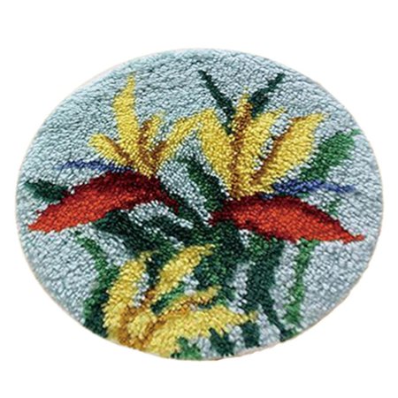 Round Latch Hook Rug Kits Carpet Cushion Making Package For Women Men 20''