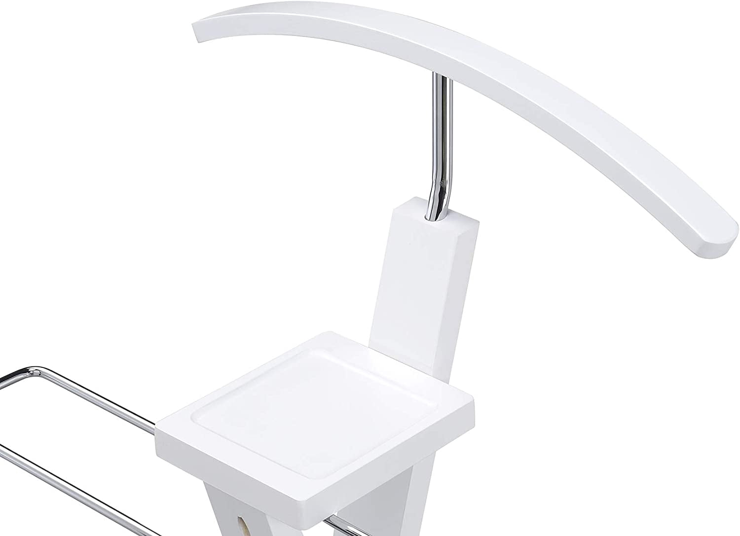 Proman Products Modern Decorative Valet Stand with Bend Wood Hanger - White