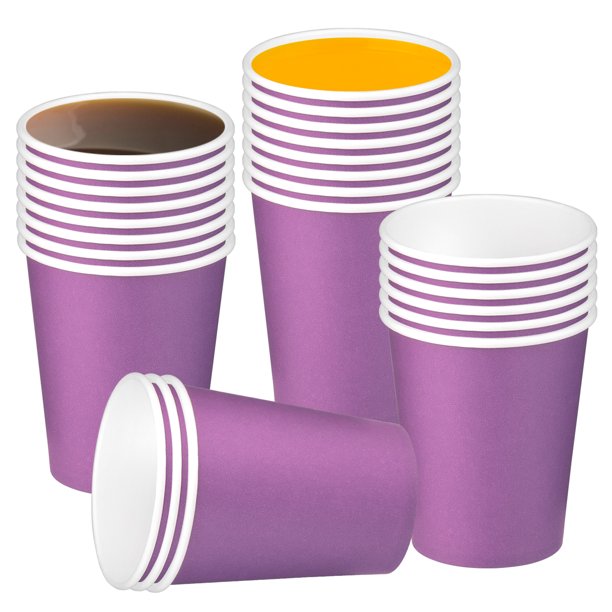 Bupete Paper Cups 8 Oz, Purple Paper Cups Party,Disposable Paper Coffee