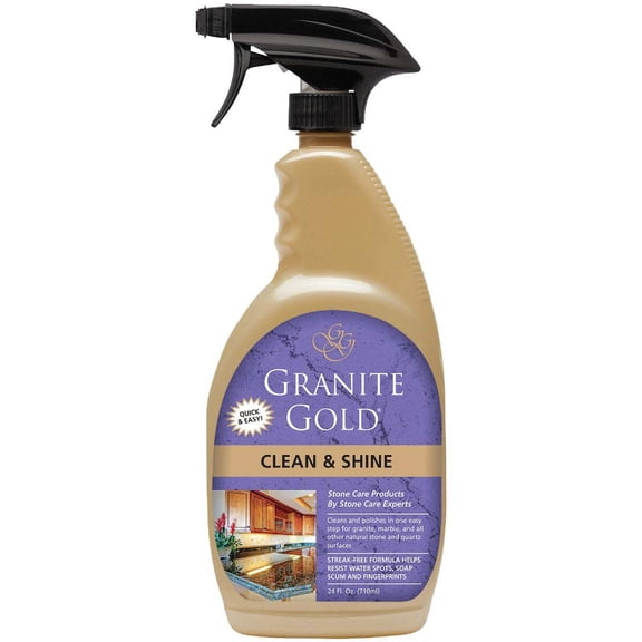 Granite Gold Clean & Shine, 24 fl oz Spray, Countertop Cleaner & Polish for Granite, Quartz & More
