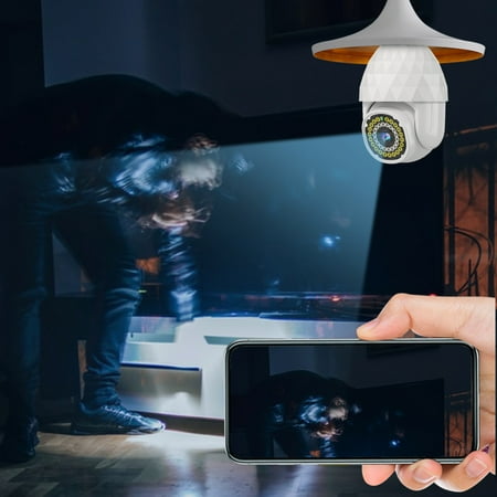 

loopsun Wireless WiFi Light Bulb Camera 2MP Light Bulb Security Camera Smart 360 PTZ Bulb Security Camera APP Access And Alarm Notification Night Vision