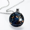 thumbnail image 2 of Owl Glass Design Circular Pendant Necklace - Stunning Women's Fashion Statement Jewelry, 2 of 5