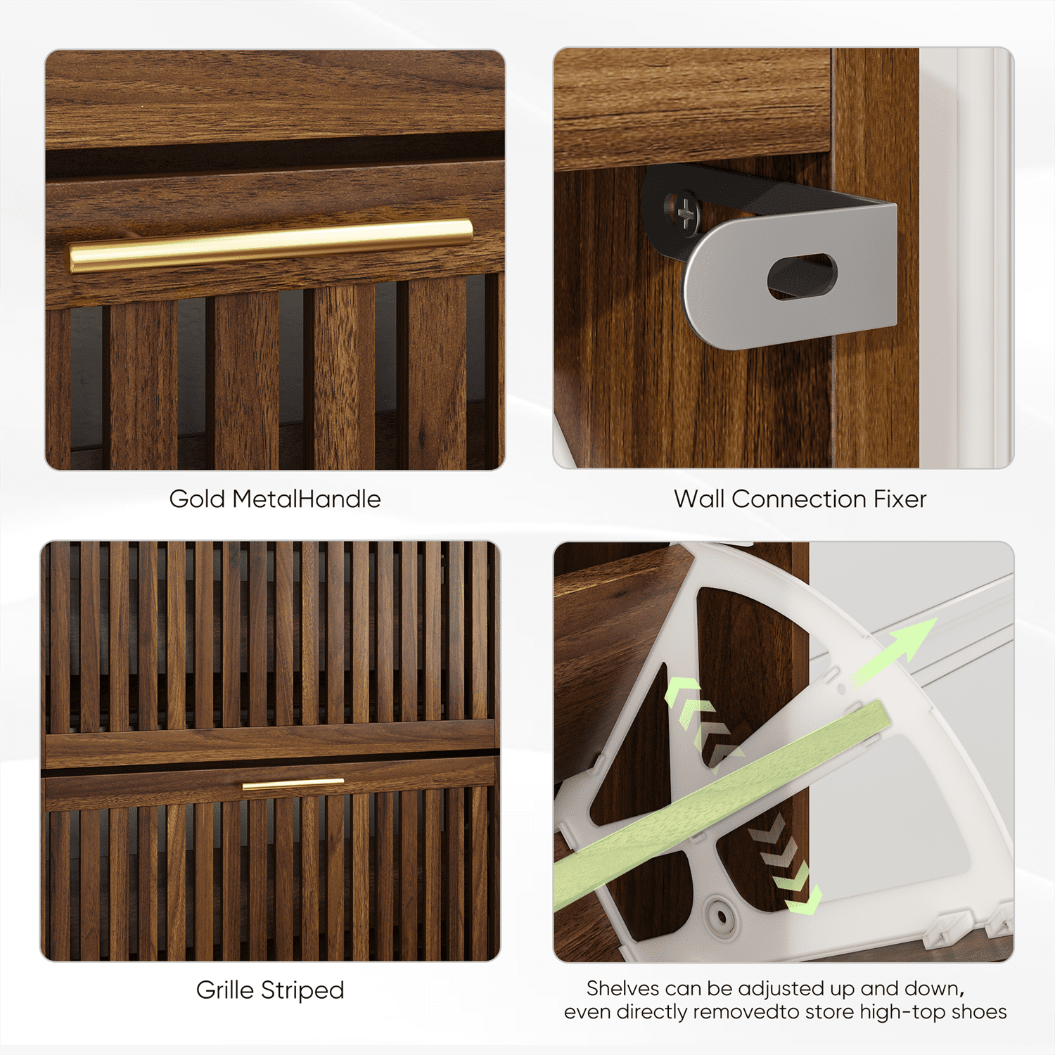 Hommoo 31.5-inch Shoe Cabinet, 2 Flip Drawers Freestanding Shoe Cabinet, Suitable for Corridors and Entrances, Walnut