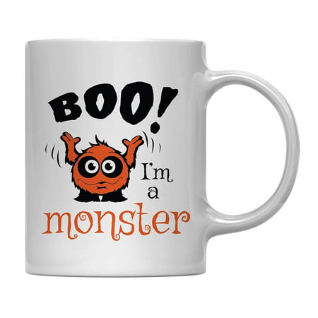 Andaz Press 11oz. Coffee Mug Gift, Boo I'm a Monster, Halloween October Present Ideas with Gift Box