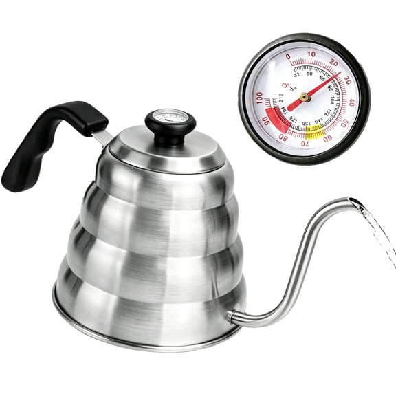 Gooseneck Kettle, 40oz 304 Stainless Steel Stovetop Kettle with Thermometer for Pour Over Coffee and Tea Brewing