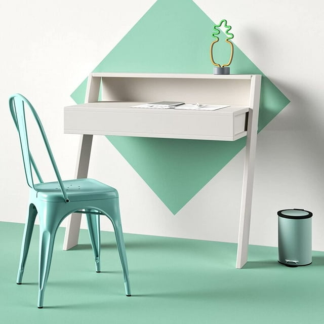 JV Home Cowork Collection Home Office Desk with Drawer Small Floating Office Table for Study, Work, Lapting, Writing, Workstation (White)