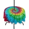 Dreamtimes Round Tablecloth 60", Tie Dye Pattern Waterproof Table Cover with Umbrella Hole and Zipper for Indoor & Outdoor Backyard /BBQ/Picnic