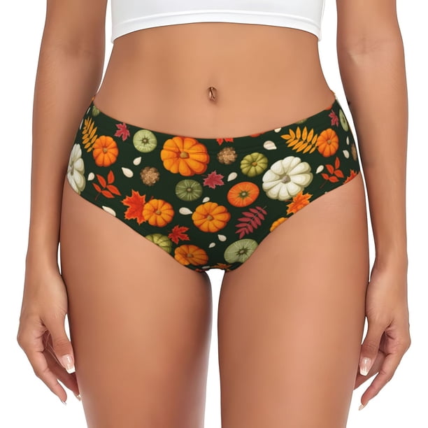 Fotbe Harvest Pumpkins Calzones Estampados para Mujer – Ropa Interior de Algodón, Cómoda, Suave y Elástica-4X-Large