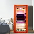 thumbnail image 2 of Single Person Infrared Sauna with 7 Epoxy Heaters & Oguman Wood - Home Use with Bluetooth Speakers & Towel Rails, 2 of 6