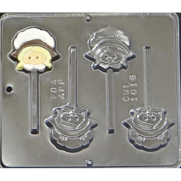 1016 Pilgrim Girl Lollipop Chocolate Candy Mold
