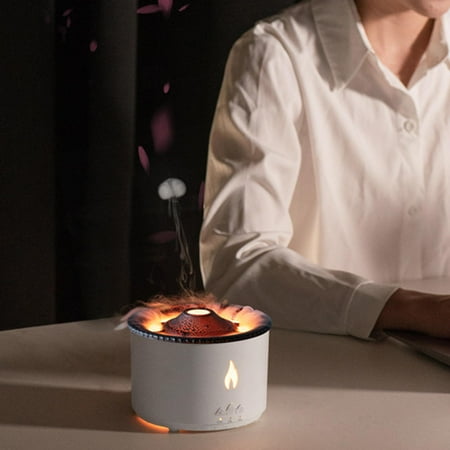 

Essential Oil Flame Diffuser Air Humidifier LED Night Light for Travel