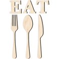 thumbnail image 1 of Kitchen Wall Signs Eat Utensils Decorative for Hotel Beige Wood 1 Set, 1 of 5