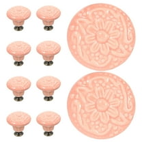 KALLORY 10Pcs Pink 1.4X1.4X1.3in Round Ceramic Cabinet Knob for Unique Drawer Pulls