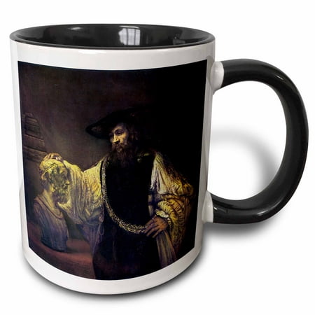 

3dRose Aristotle Contemplating the Bust of Homer by Rembrandt - Two Tone Black Mug 11-ounce