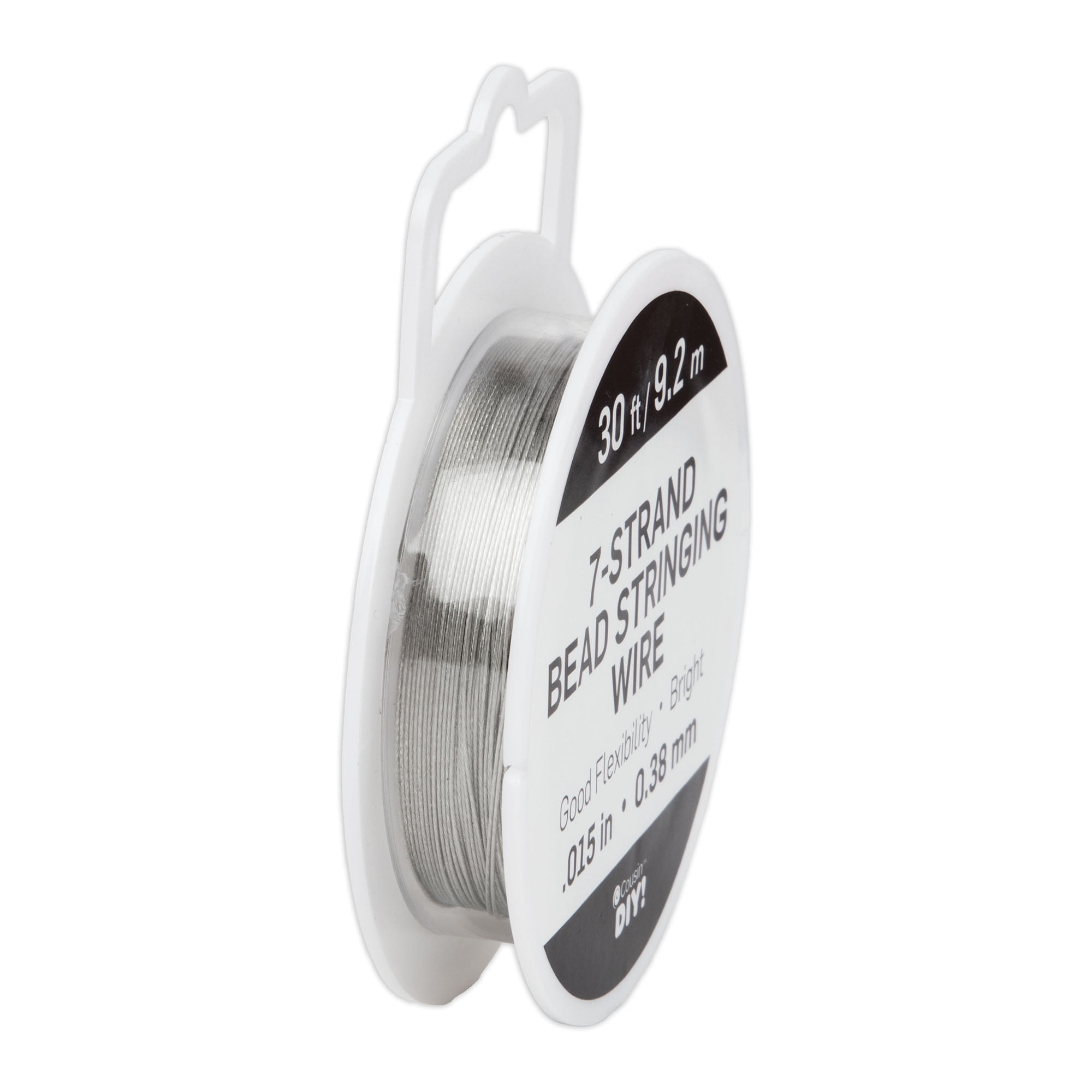 (2 pack) Cousin DIY 7-Strand Stainless Steel Flexible Beading Wire, Bright Silver, 0.015in x 30ft Roll