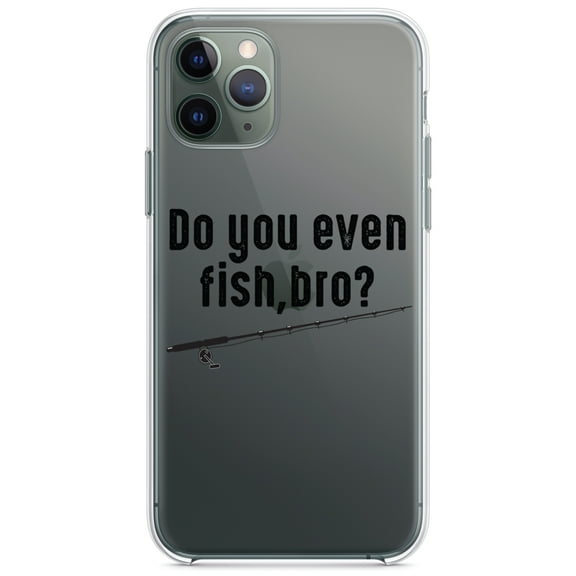 DistinctInk Clear Shockproof Hybrid Case for iPhone 13 Pro MAX (6.7" Screen) - TPU Bumper Acrylic Back Tempered Glass Screen Protector - Do You Even Fish, Bro?