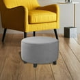 thumbnail image 3 of Round Footstool Cover Ottoman Slipcover Stretch Dustproof Footrest Protector Gray, 3 of 8