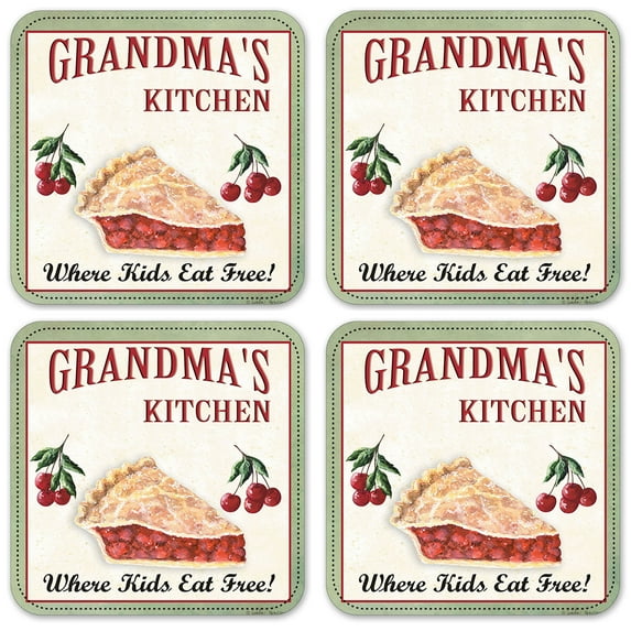 Vinyl Drink Coasters - Set of 4 - Grandma's Kitchen