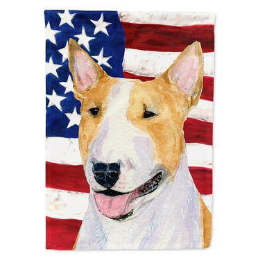USA American Flag with Bull Terrier Flag Canvas House Size