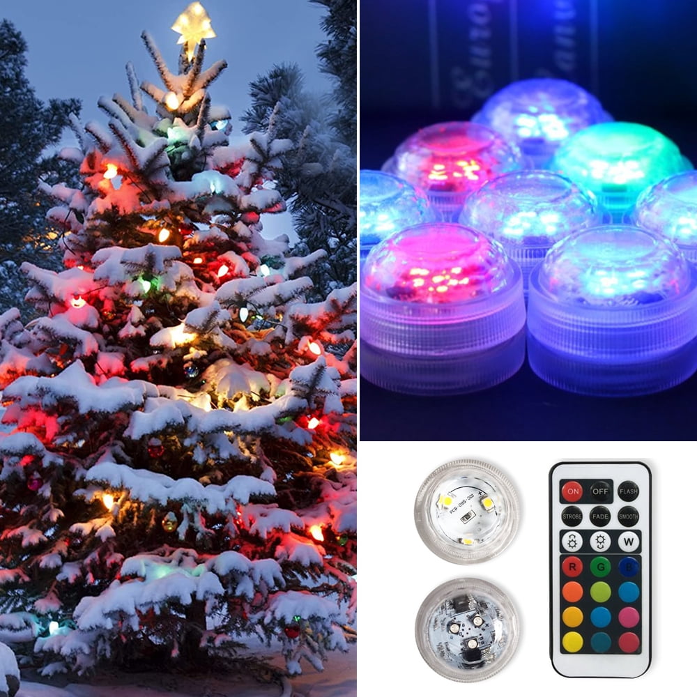 Tianherq 8 Pack 13 Colors Changing Submersible LED Lights with Remote, 3LEDs Pool Lights with Magnets Suction Cups for Ponds