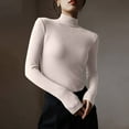 thumbnail image 3 of STETMN Women's Tight Ribbed Knit T-Shirt Casual Mock Neck Plain Tops Fleece Long Sleeve Thermal Shirt, 3 of 7
