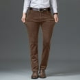 thumbnail image 5 of Dresfit Corduroy Pants Men Elastic Waist Stretch Dress Pants Pleated Front Work Chinos Pants Slim Fit Big and Tall Plain Regular Fit Trousers (no belt) Light Brown 42, 5 of 7