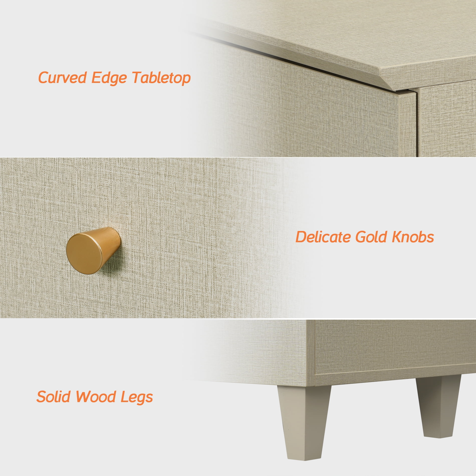 WAMPAT Accent Cabinet with 2 Drawers，Wood Sofa Side End Table with Charging Station for Living Room and Bedroom