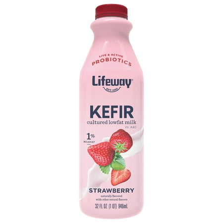 Lifeway Low Fat Milk Strawberry Kefir, 32 fl oz Plastic Bottle