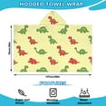 thumbnail image 2 of Yellow Cartoon Dinosaurs Pattern Hooded Bath Towel，50"x30" for Ages 3 To 12 Kids, Quick Dry Lightweight Soft Microfiber Hood Beach Towel Cover Up for Kids, 2 of 7