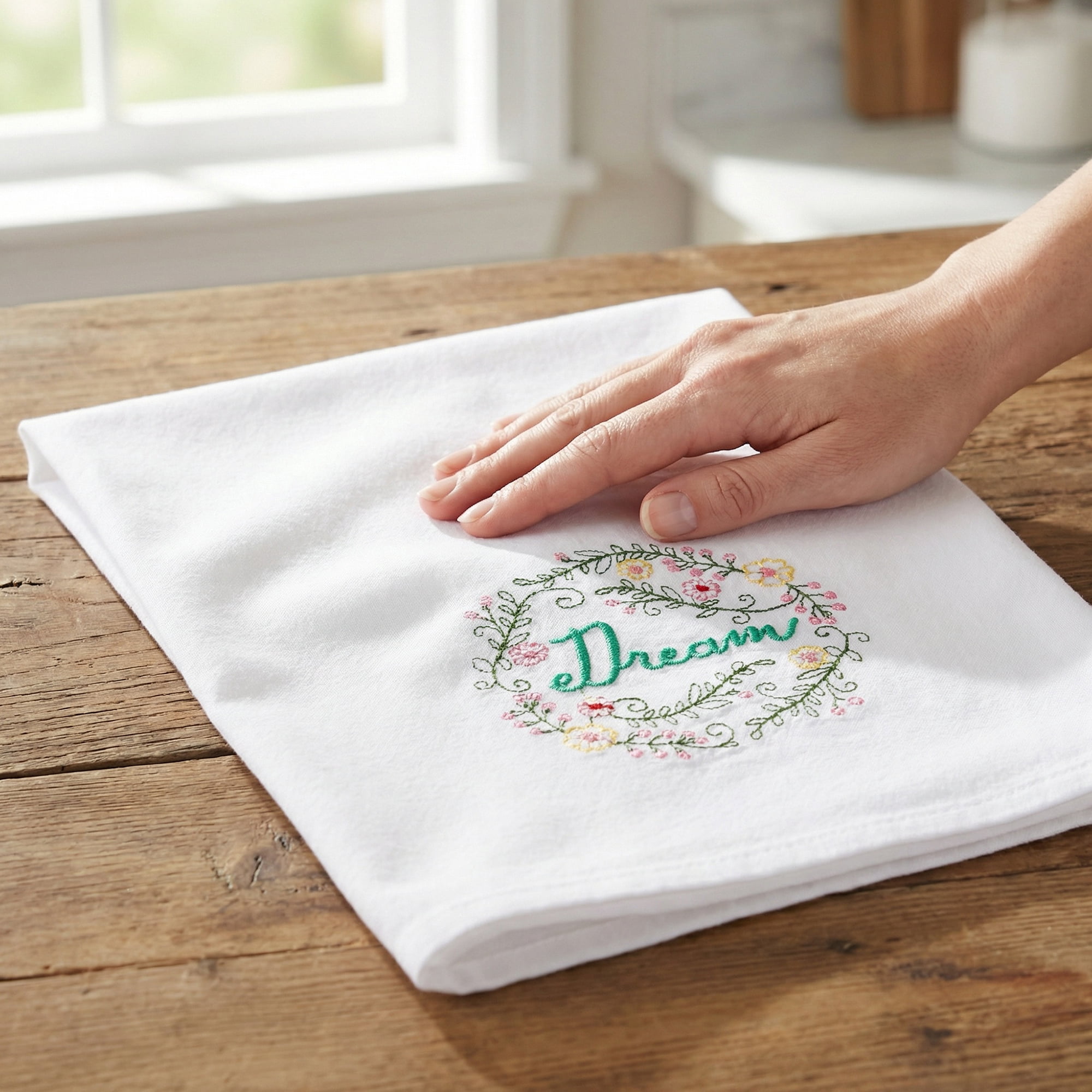 Unique Bargains Embroidered Pure Cotton Absorbent Towels White-3 26" x 18"