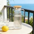 thumbnail image 4 of Qonioi PC Striped Water Pitcher, 1000/1200/1600ml Clear Plastic Cold Water Jug, Wood Fiber Lid, Modern Kitchen Carafe, 4 of 6