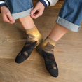 thumbnail image 3 of Rateoe Lakeside Flower Field Cat Pattern Quarter Crew Socks,Toe Seamed Ankle Socks,Cotton Cushioned Breathable Athletic Crew Sports Socks, 3 of 7