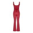 thumbnail image 6 of Lenpel Women's Flare Jumpsuits Sleeveless Suqare Neck Crunch Butt Backless Bell Bottom Yoga Rompers Bootcut Workout Bodysuits, 6 of 6