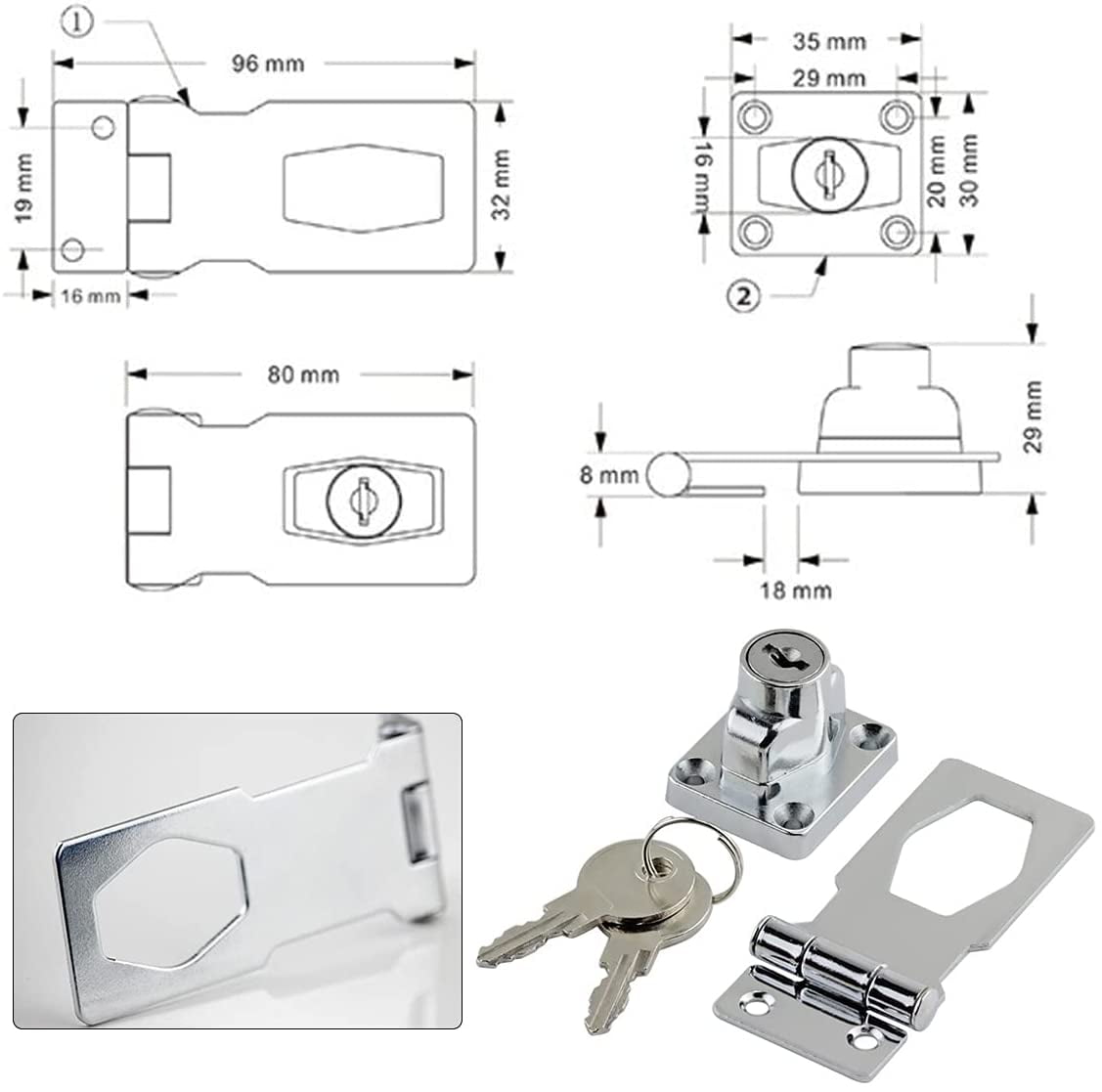Small hasp and staple metal lock hasp door buckle security door latch