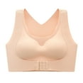thumbnail image 1 of B91xZ Womens Bras No Underwire Shirred Front Racerback Sports Bra,Beige XXXXL, 1 of 4