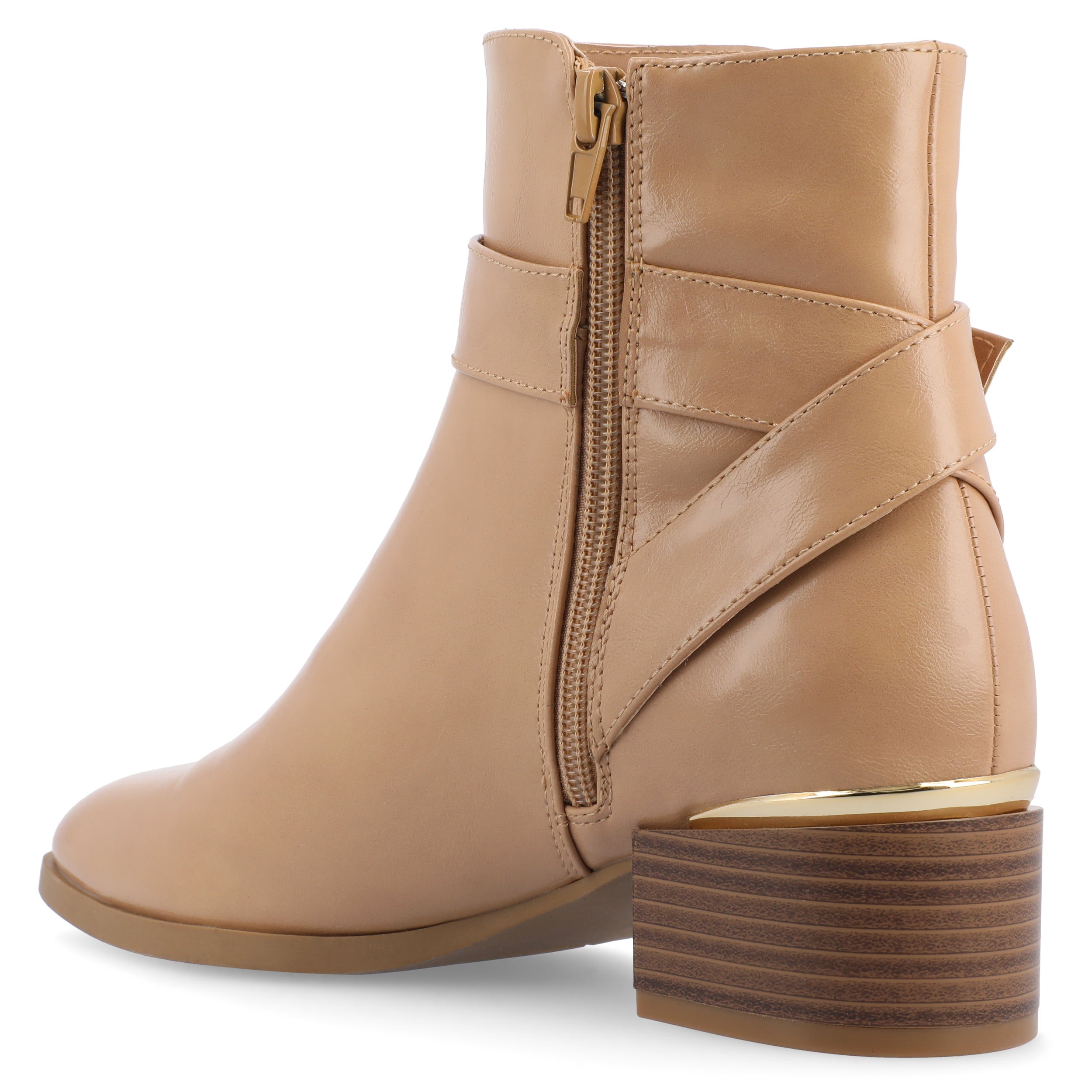 Journee Womens Elley Stacked Block Heel Square Toe Booties