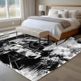 thumbnail image 4 of 8'x10' Area Rugs, Grey Trains Indoor Outdoor Area Rug for Living Room Bedroom, Black White Vintage Tunnels Hand Print Art Washable Bathroom Rugs Kitchen Floor Carpet Mats Home Decor Aesthetic, 4 of 8
