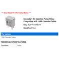 thumbnail image 2 of Secondary Air Injection Pump Relay - Compatible with 1998 Chevy Tahoe, 2 of 2