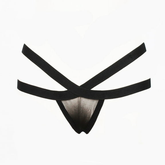 Joau Women's Strappy Sheer Mesh G String Thong Underwear Sexy Low Rise Breathable T-back Thongs Panties Brief