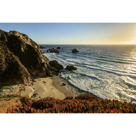 Cliffs along Big Sur coastline near Rocky Creek Bridge on Highway One California United States of America Poster Print by Yves Marcoux  Design