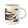 thumbnail image 3 of Ambesonne Nautical Ceramic Coffee Mug, Mandala Astronomy Marine, 11 oz, Dark Teal Redwood Ivory, 3 of 4