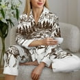 thumbnail image 6 of KLL Woodland Forest With Deers Print Women's Long Sleeve Pajamas with Pants Sleepwear Loungewear 2 Set-Medium, 6 of 8