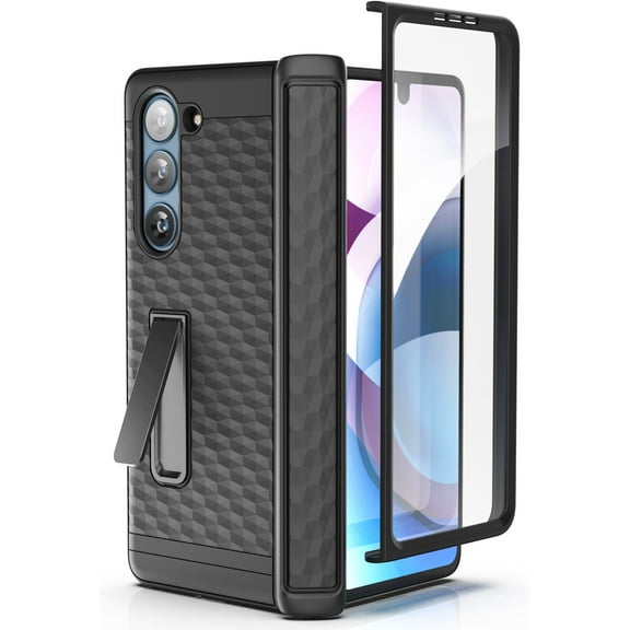 Encased SlimShield Armor for Samsung Galaxy Z Fold 5 Case with Kickstand, Hinge Protector and Built-In Front Screen Protector, Tempered Glass (2023)
