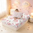 thumbnail image 4 of Manfei Christmas Santa Claus Fitted Sheet Full,Traditional Gift Bowknot Bed Set,Pink White,3 Pieces,1 Fitted Sheet and 2 Pillowcases, 4 of 6