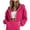 Hot Pink, variant on Jaunzuar Zip Up Hoodie Women Long Sleeve Solid Color Drawstring Sweatshirt Loose Casual Cropped Sweatshirts L