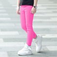 thumbnail image 2 of Kids Girls Stretch Pencil Skinny Pants Elastic Waist Trouser Bottoms Fall Winter Clothes 7-8 Years,Hot Pink NIEWTR, 2 of 6