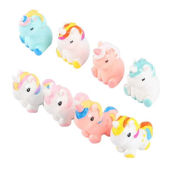 MasteelfCA 8pcs Unicorns Model Miniature Moss Landscape Resin Decors(Assorted Colors)