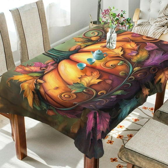 YAZAOO Square Tablecloth Fall Pumpkin Pattern Tableclothes